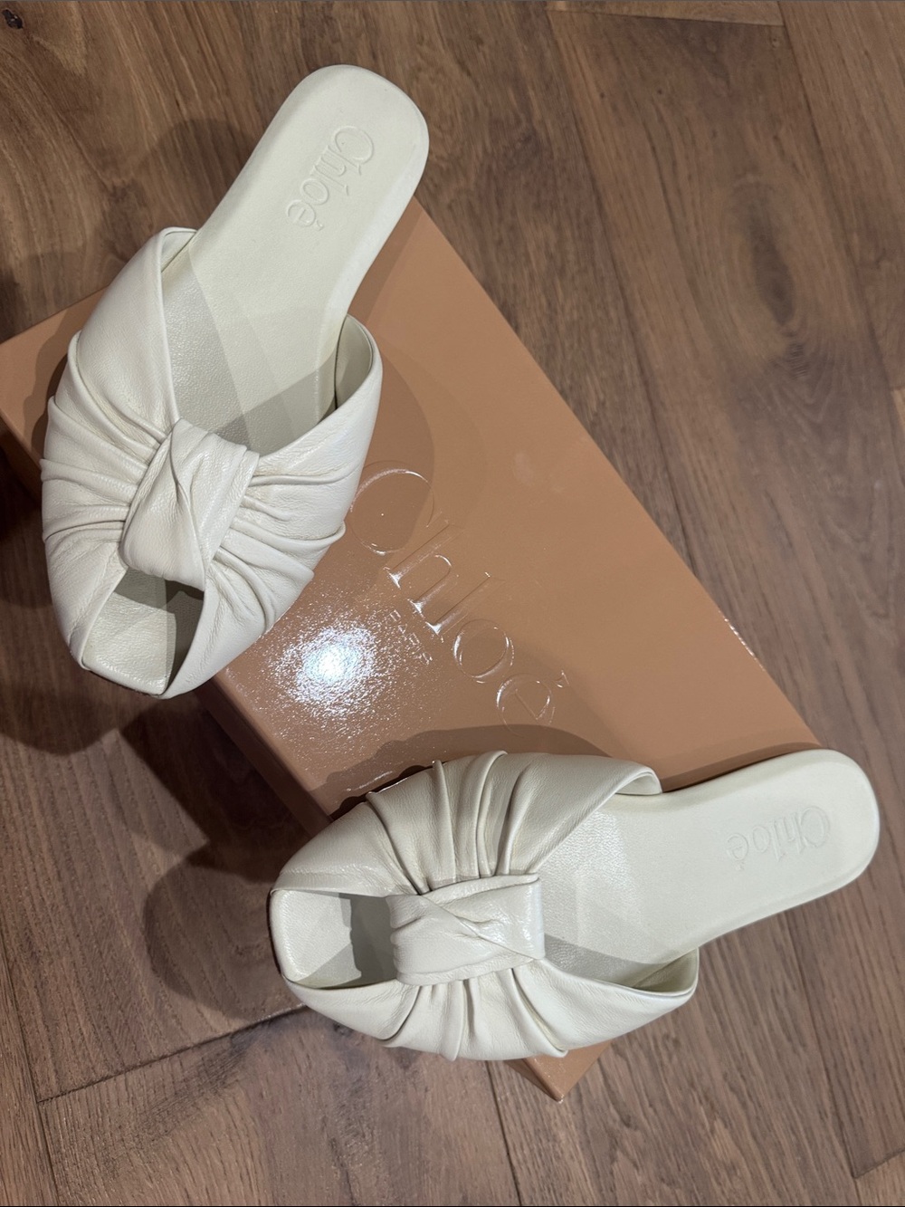 Chloe  Leather Knotted Slide Sandals